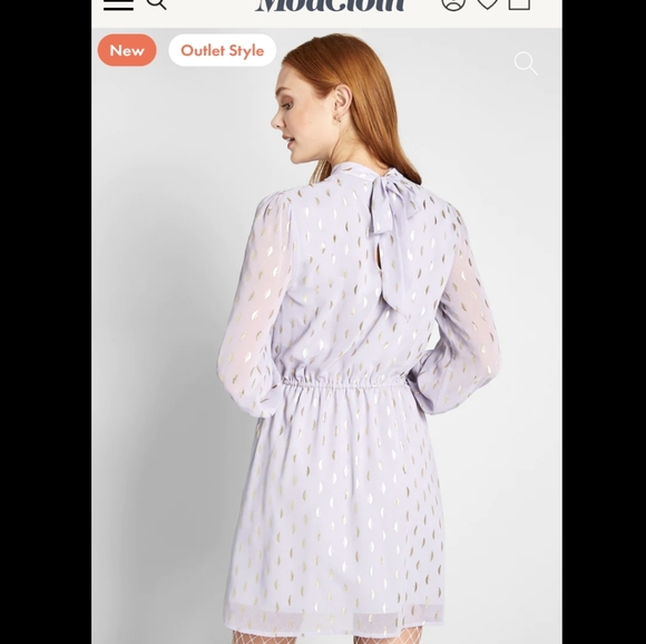 Modcloth light purple and champagne gold mock-neck dress (S) **$5 IF BUNDLED** - Picture 2 of 12